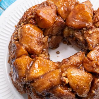 baked monkey bread on a white plate