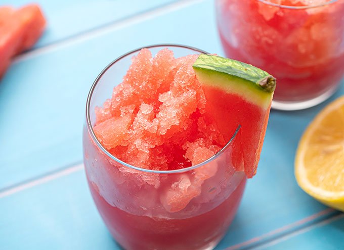 Glass full of watermelon smoothie