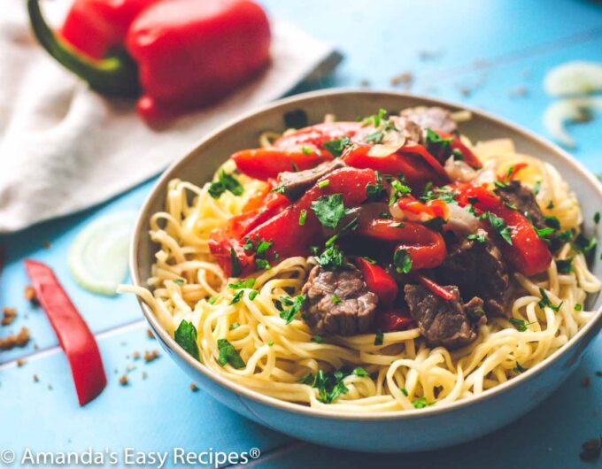 bowl of ready to eat pepper steak