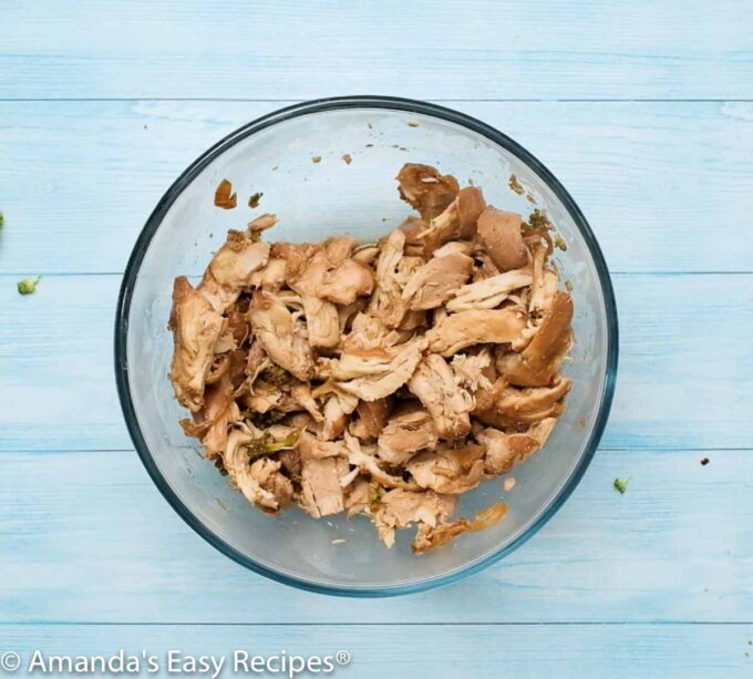 bow of shredded chicken