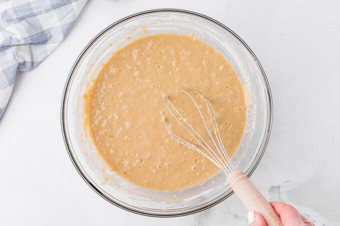 Pancake batter in a bowl.